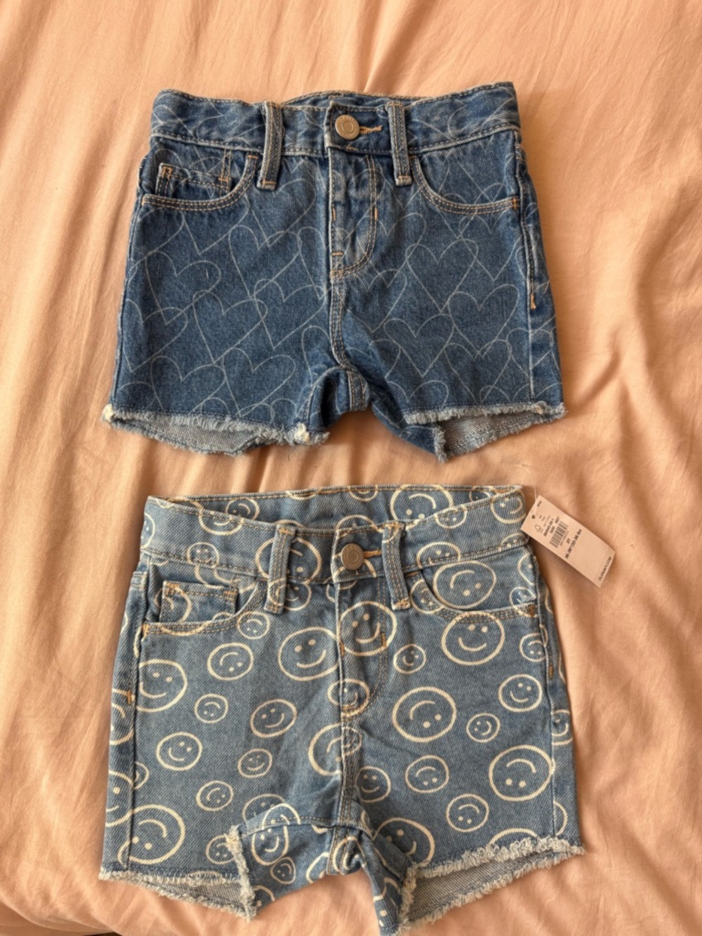 Old Navy Toddler Girls Denim Heart & Smiley Shorts Duo - Blue